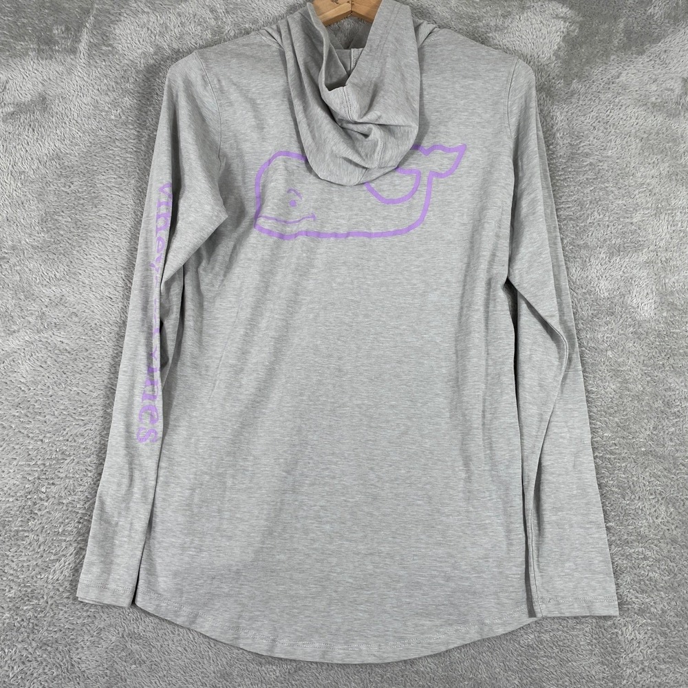 Vineyard Vines Hoodie Womens XS Grey Purple Whale‎ Coastal Preppy Pullover